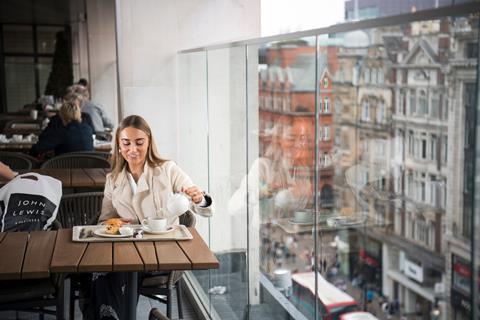 Shoppers can dine out on the terrace at John Lewis's Oxford Street store - thought ot be a first on the street